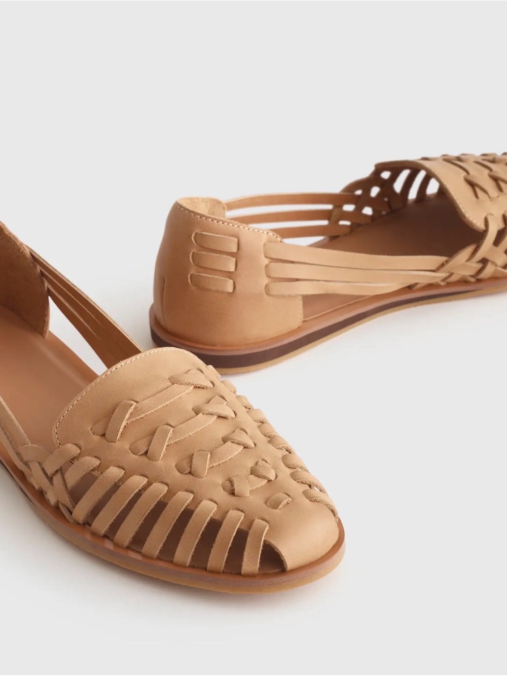 Brand New Quince 100% Leather Huarache Flats, Sz 9